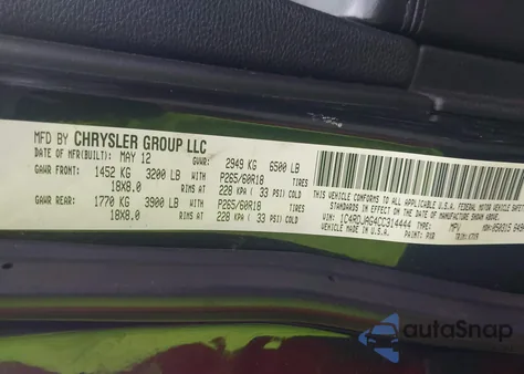 2012 Dodge Durango Sxt from USA, damaged, VIN 1C4RDJAG4CC314444